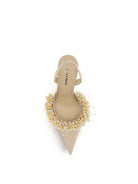 Mach & Mach Slingback Pumps with pearls - Golden