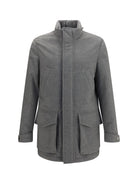 Brunello Cucinelli Cashmere Jacket with zip and buttons - Grey Pearl