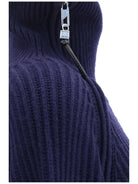 Ganni Wool zip-neck Sweater - Sky Captain