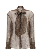 Brunello Cucinelli Dapple silk organza Shirt with neck tie - Cioccolato