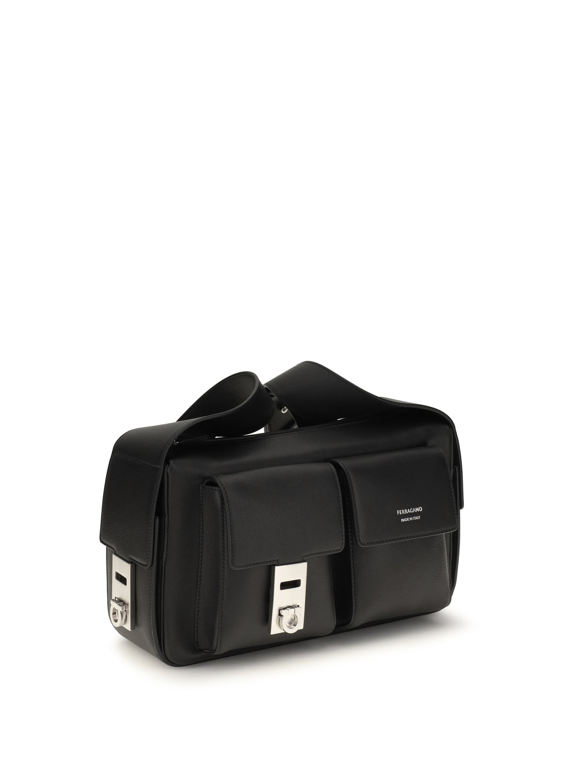 Ferragamo Hug Buckle Utility Shoulder Bag - Black