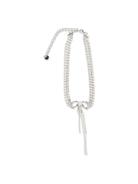 Self-Portrait Crystal double bow Choker - Silver