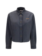 Miu Miu Denim-style cotton Shirt - Black
