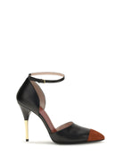 Valentino Sinead D’Orsay kid leather and suede Pumps - Deep Rust/Black
