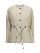 Max Mara Carezza Jacket in linen and silk blend - Beige