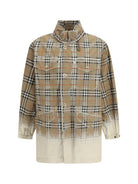 Burberry Gabardine Parka with faded Check print - Taupe