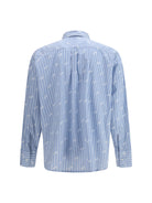 GCDS Pinstripe Logo Shirt - Faded Blue/White