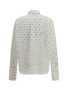 GCDS Cotton broderie anglaise Shirt with all-over logo embroidery - Optic White/Black