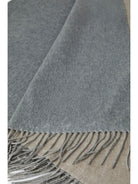 Brunello Cucinelli Silk Plaid with fringes - Bege Freddo/Grey Light