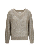 Brunello Cucinelli Sequined V-neck Sweater - Brown Caldo+Brown Dark