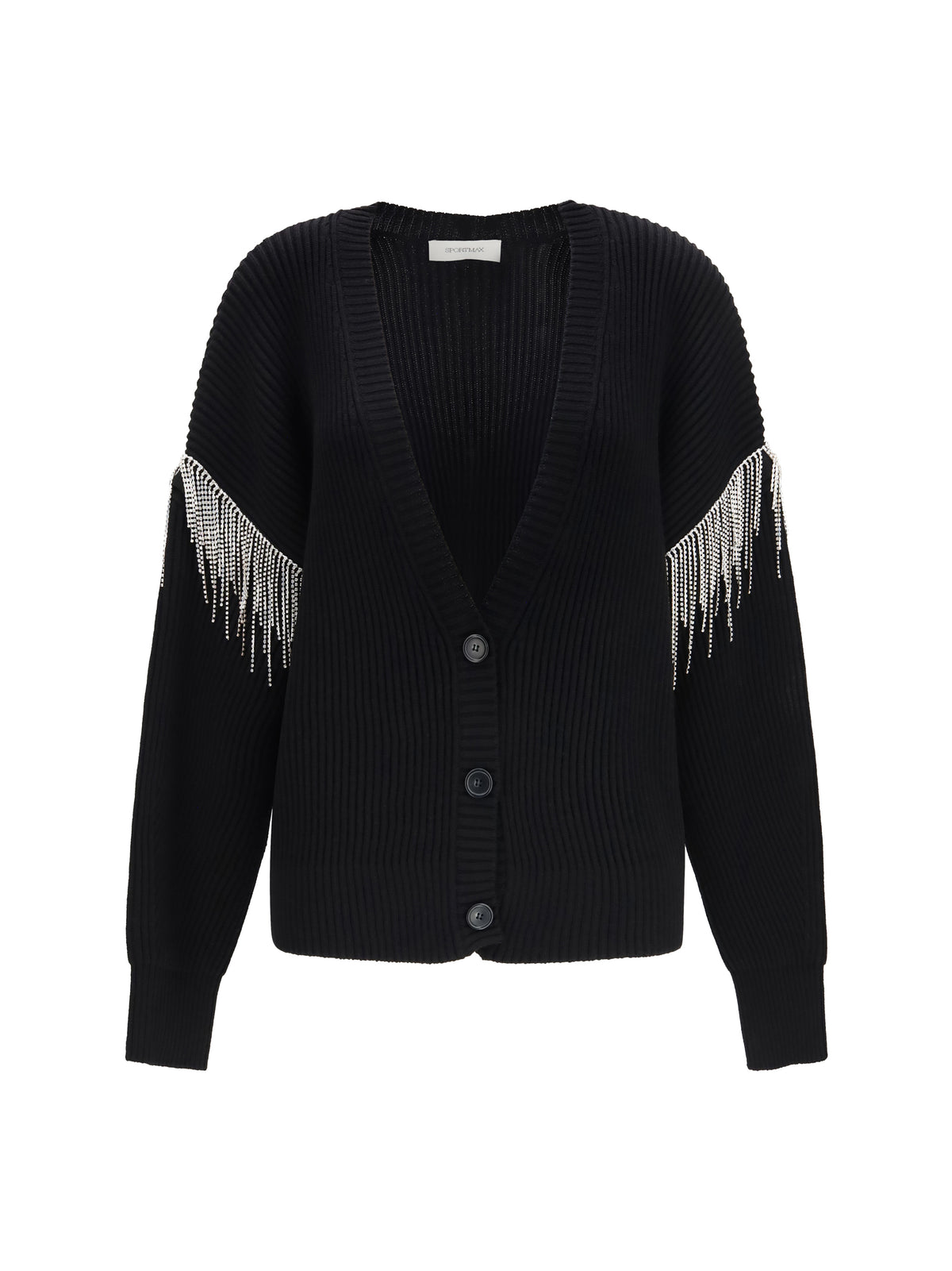 Max Mara Sportmax Pagine virgin wool Cardigan with sparkling details - Black Unito