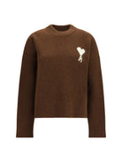 Ami Paris Ami De Coeur Sweater - Marron Chocolat/Ecru