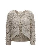 Brunello Cucinelli Openwork sequin Cardigan - Stone Brown