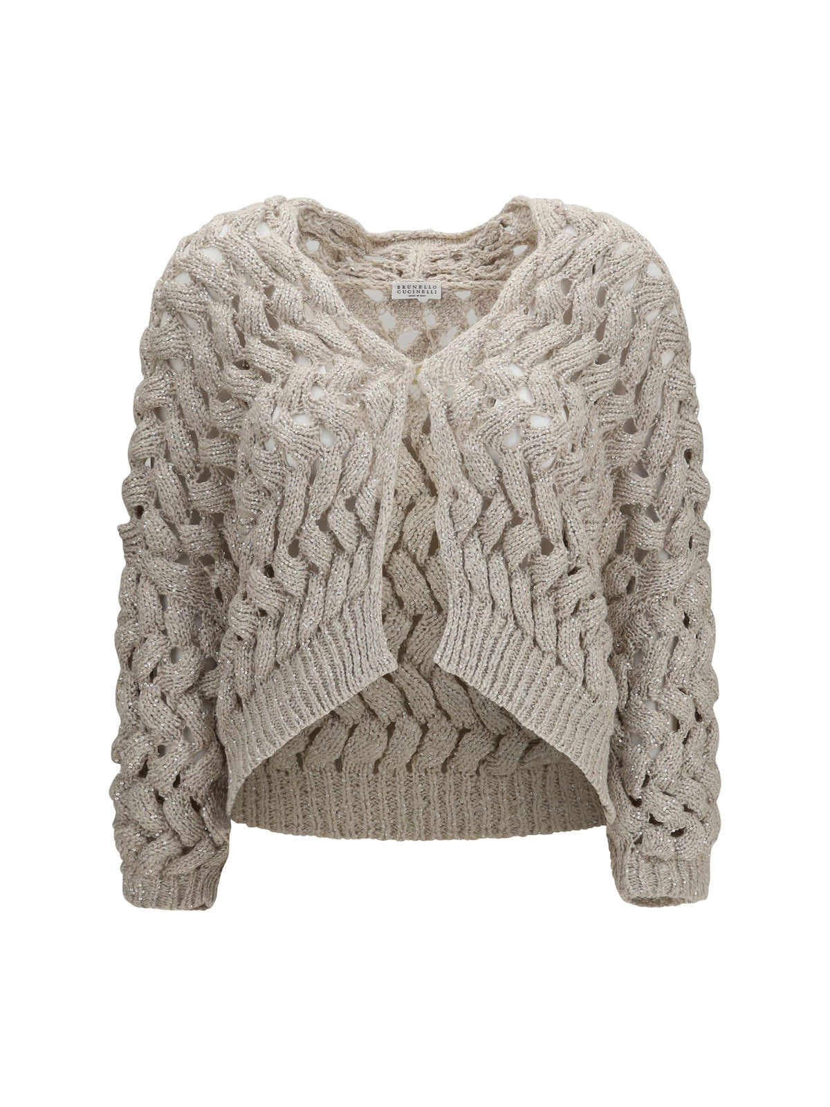 Brunello Cucinelli Openwork sequin Cardigan - Stone Brown