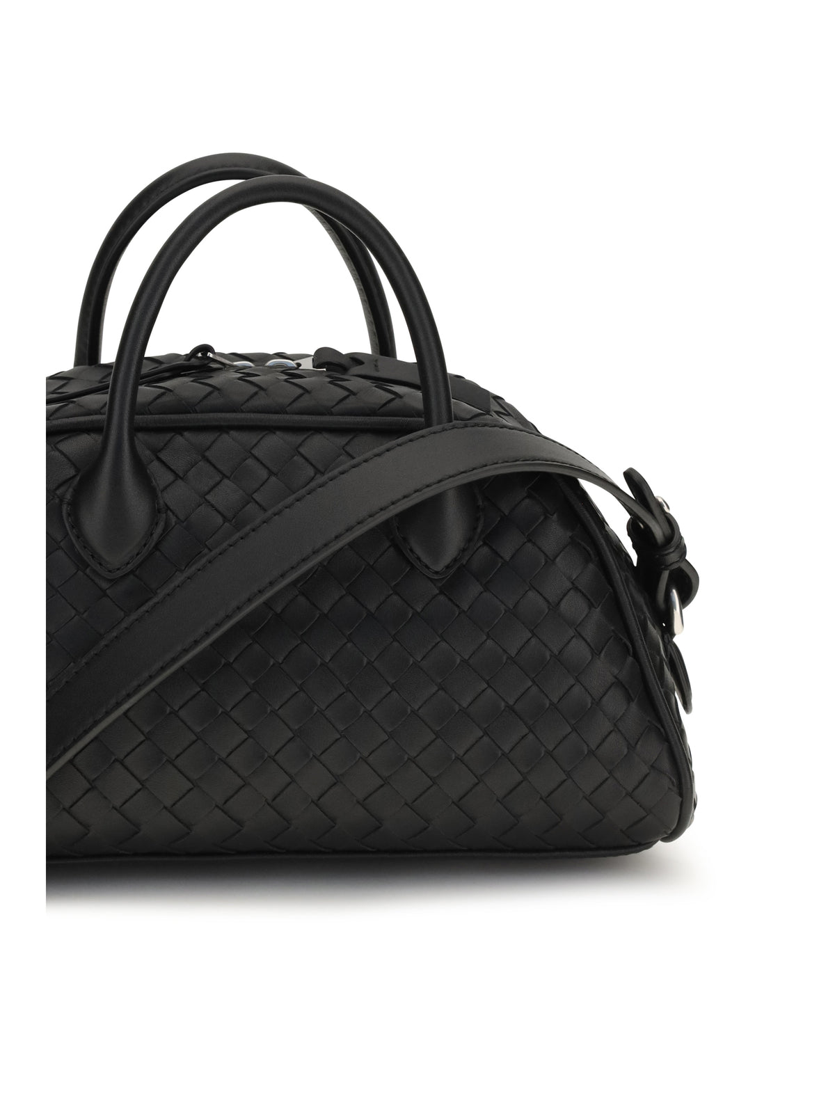 Bottega Veneta Small Intrecciato leather Bauletto Handbag - Black-Silver