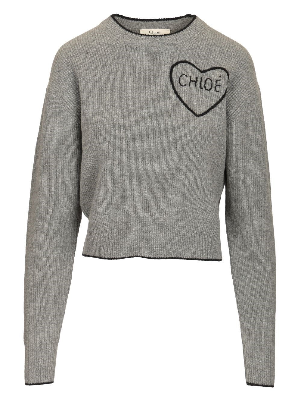 Chloe' Cropped Fitted Shirt With Logo - Grey