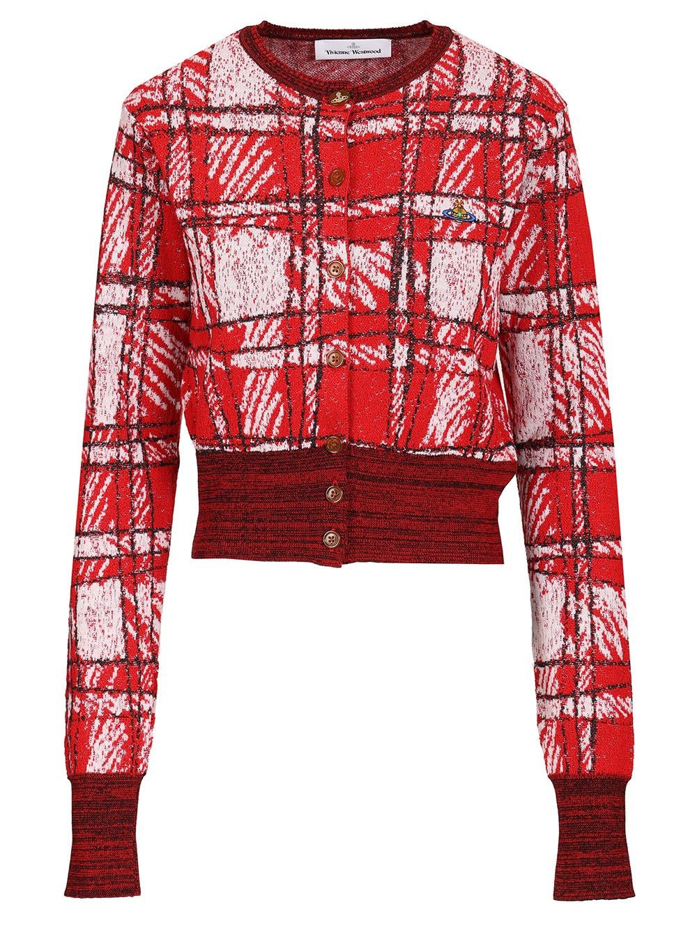Vivienne Westwood Scribbled Check Cardigan - Red