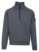 Stone Island Organic Cotton Sweatshirt With Half Zip - Blue