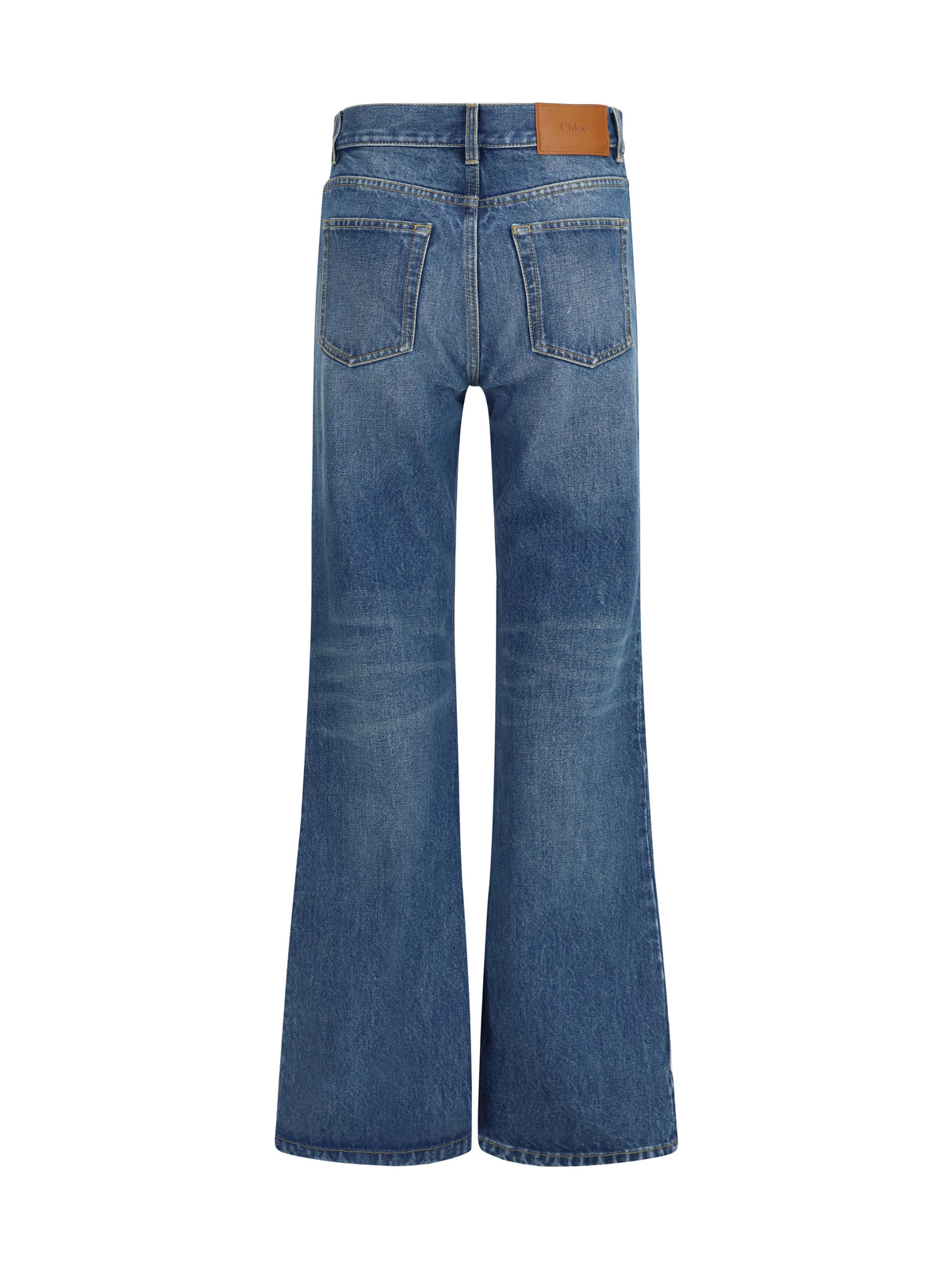 Chloé Jeans flared in organic cotton denim - Faded Indigo
