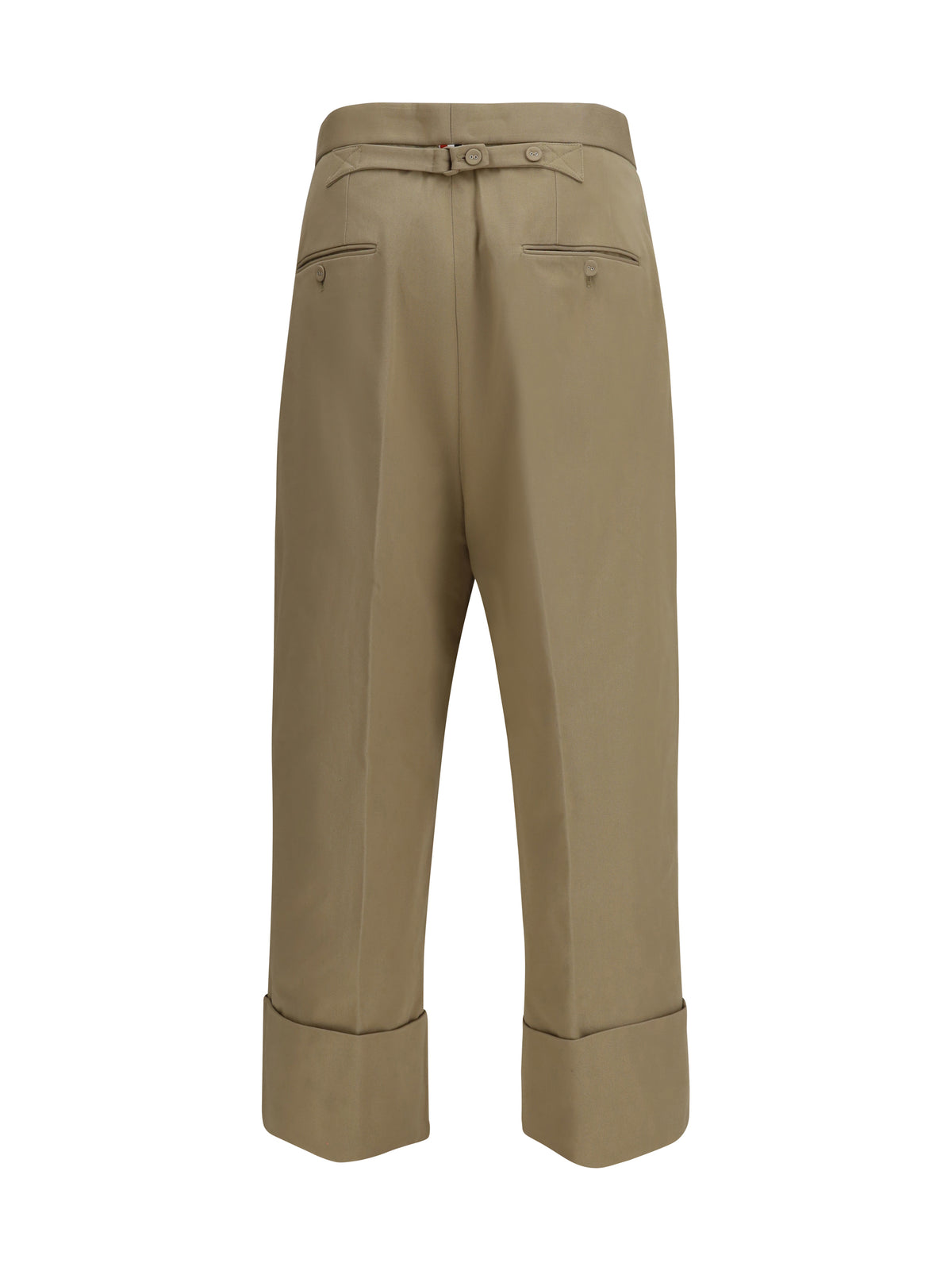 Thom Browne Cotton gabardine Pants with double pleats - Khaki