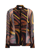 Pucci Creponne Shirt in Marmo print - Burgundy Gold