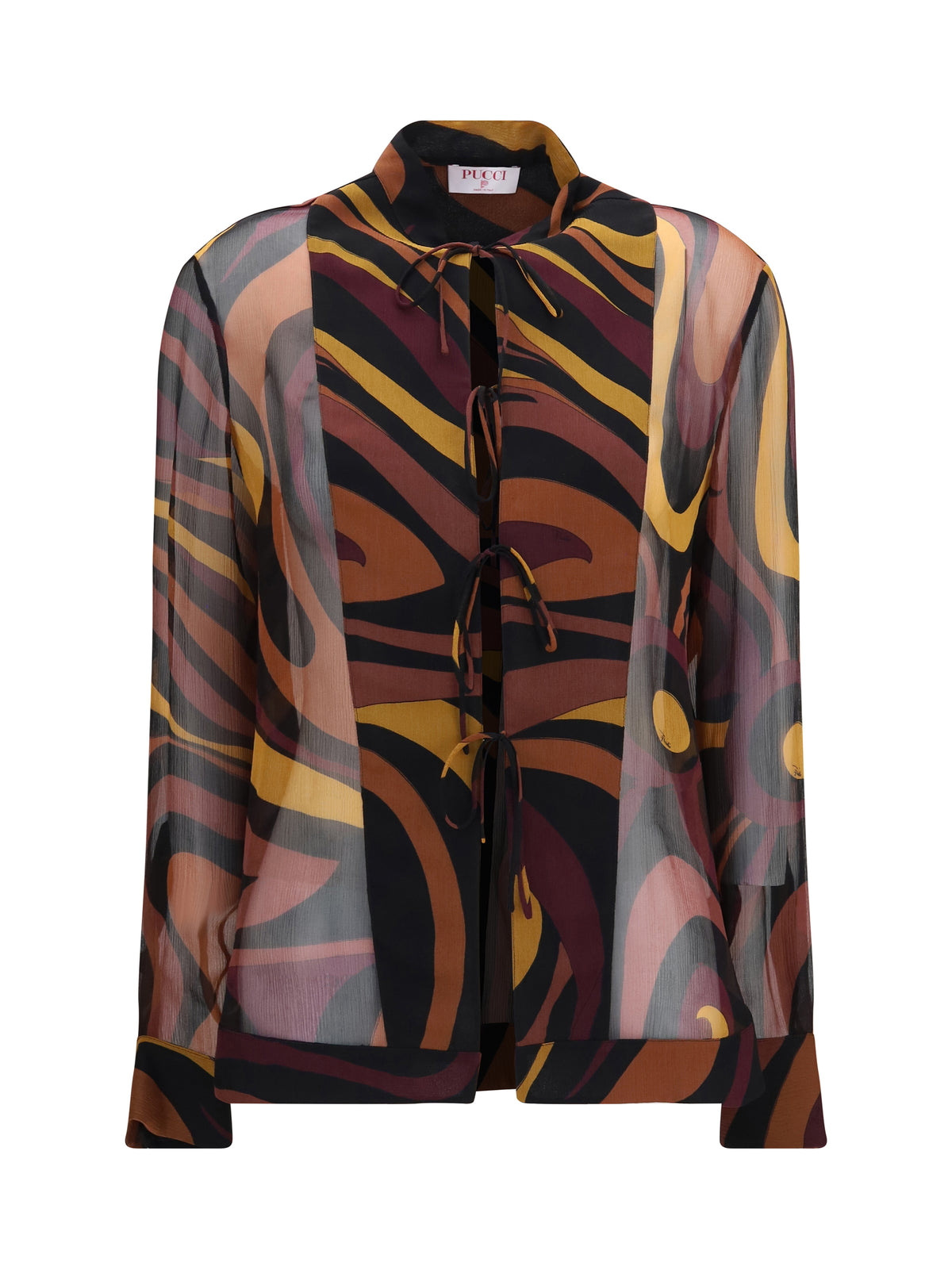 Pucci Creponne Shirt in Marmo print - Burgundy Gold