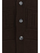 GCDS Buttoned logo Cardigan - Turkish Coffee/Brown