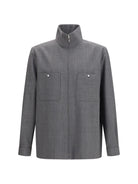Valentino Mouliné wool shirt Jacket - Black/Grey