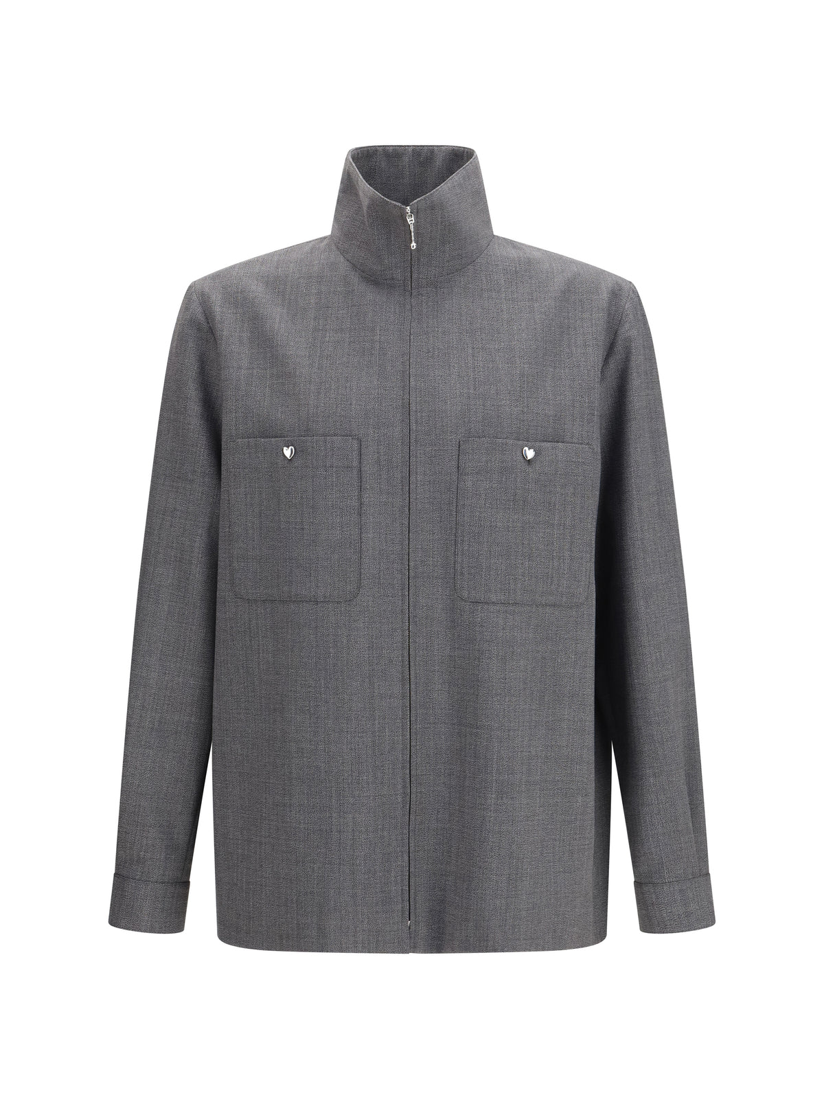Valentino Mouliné wool shirt Jacket - Black/Grey