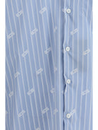 GCDS Pinstripe Logo Shirt - Faded Blue/White