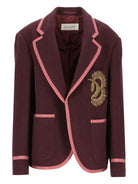 Dries Van Noten Embroidered Wool Blazer - Bordeaux