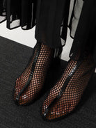 Alaïa 55 mesh and patent leather boots - Noir