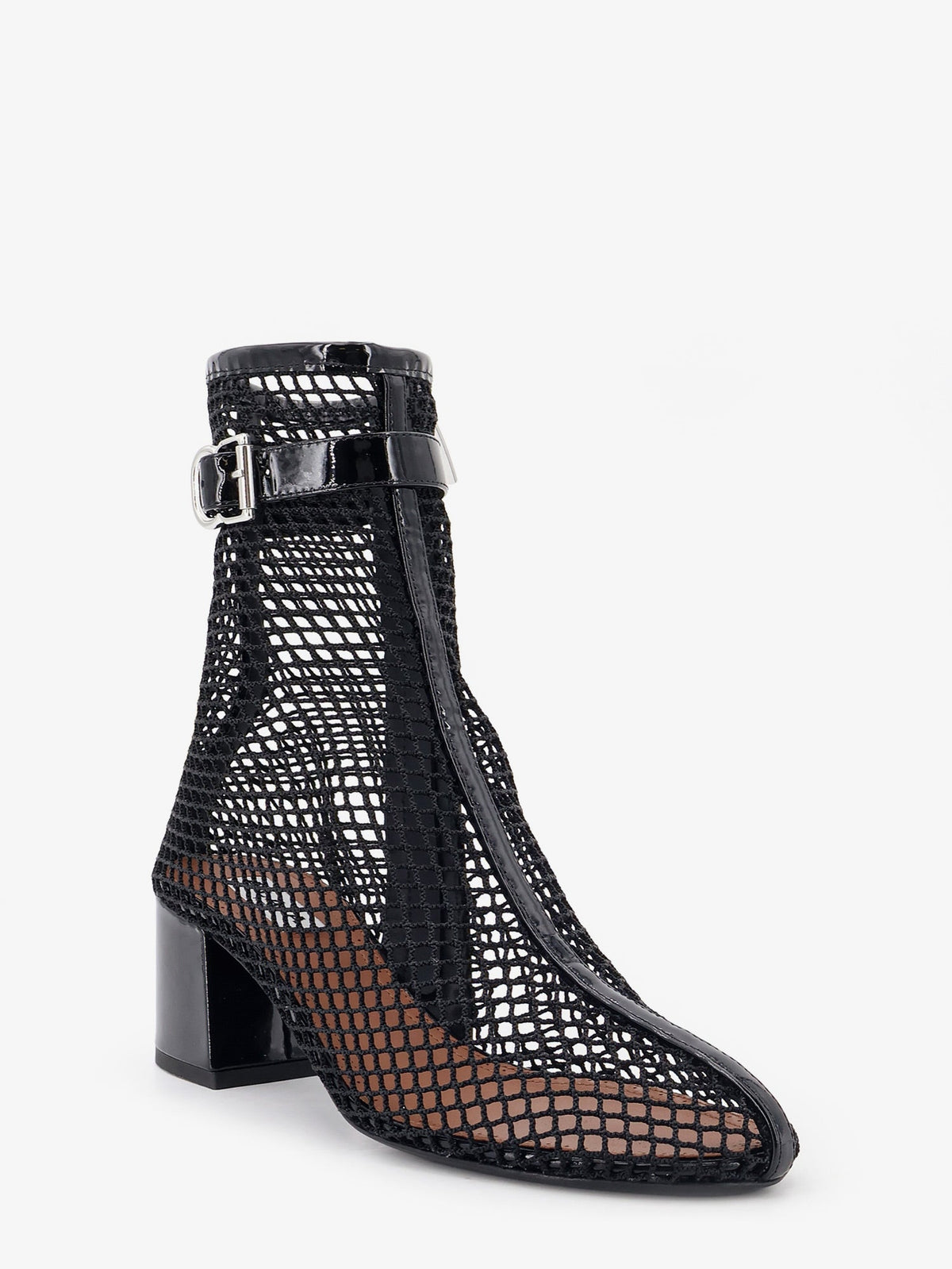 Alaïa 55 mesh and patent leather boots - Noir