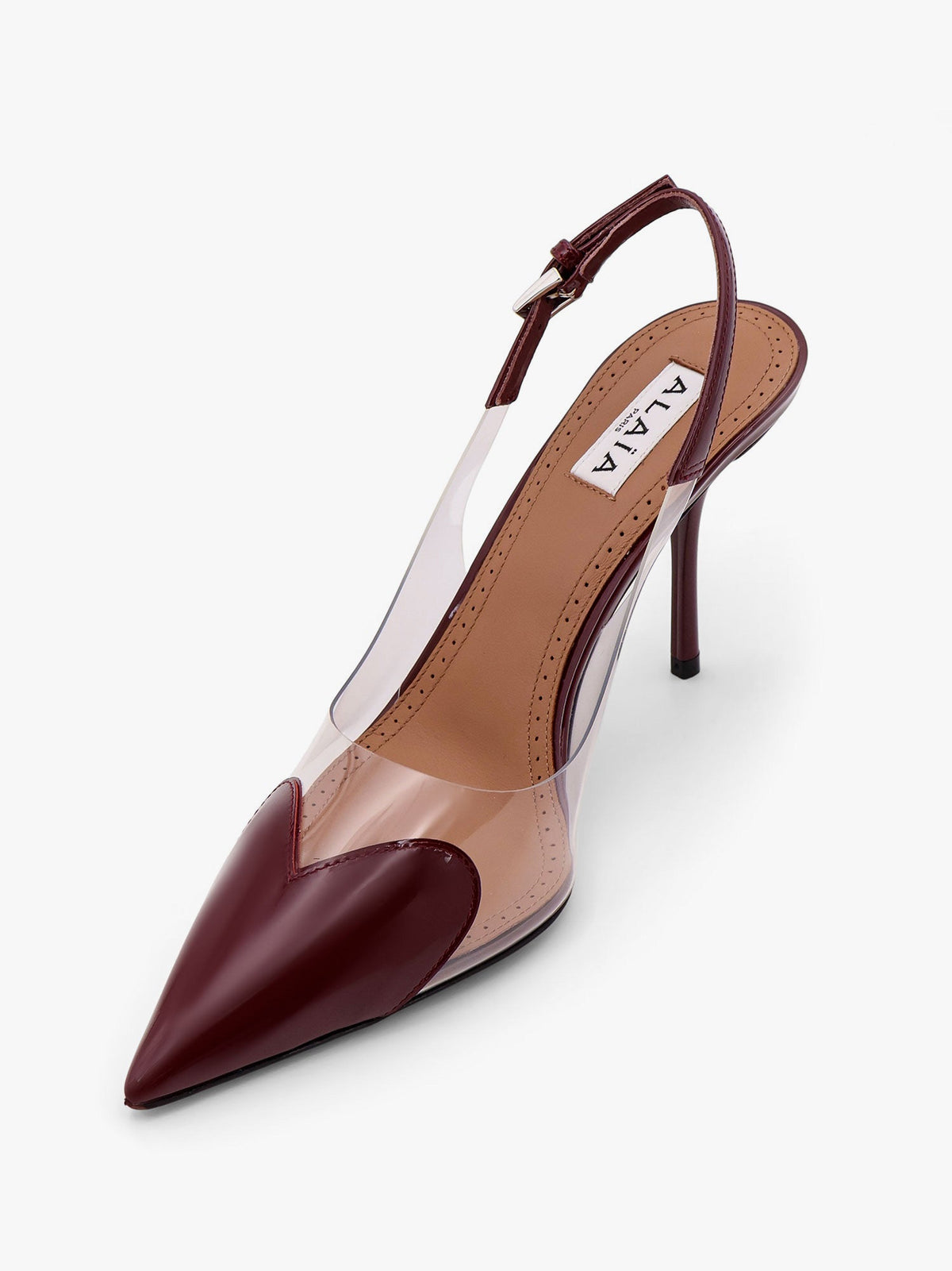 Alaïa Slingbacks 90 leather and PVC pumps - Rouge Grenat