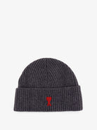 Ami Paris Virgin wool hat with embroidered logo on the front - Noir