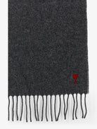 Ami Paris Wool scarf with Ami de Coeur embroidery - Carbongrey