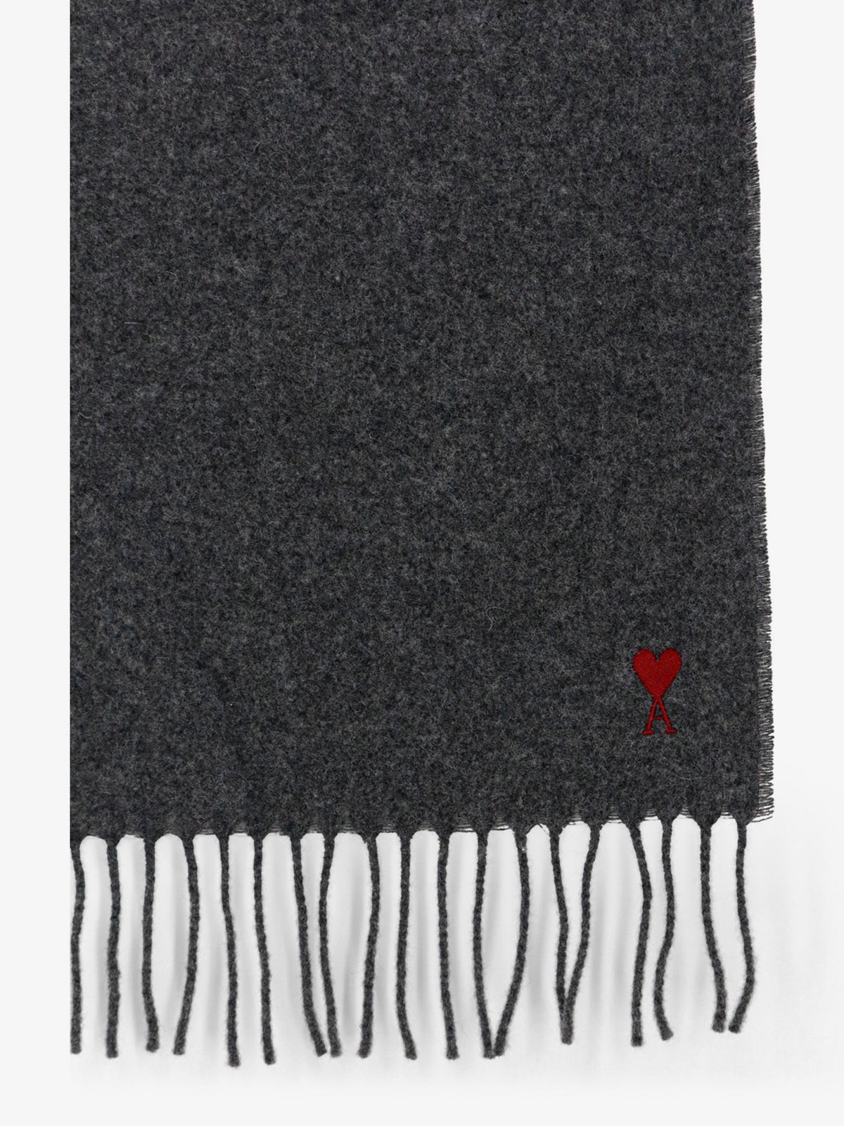 Ami Paris Wool scarf with Ami de Coeur embroidery - Carbongrey