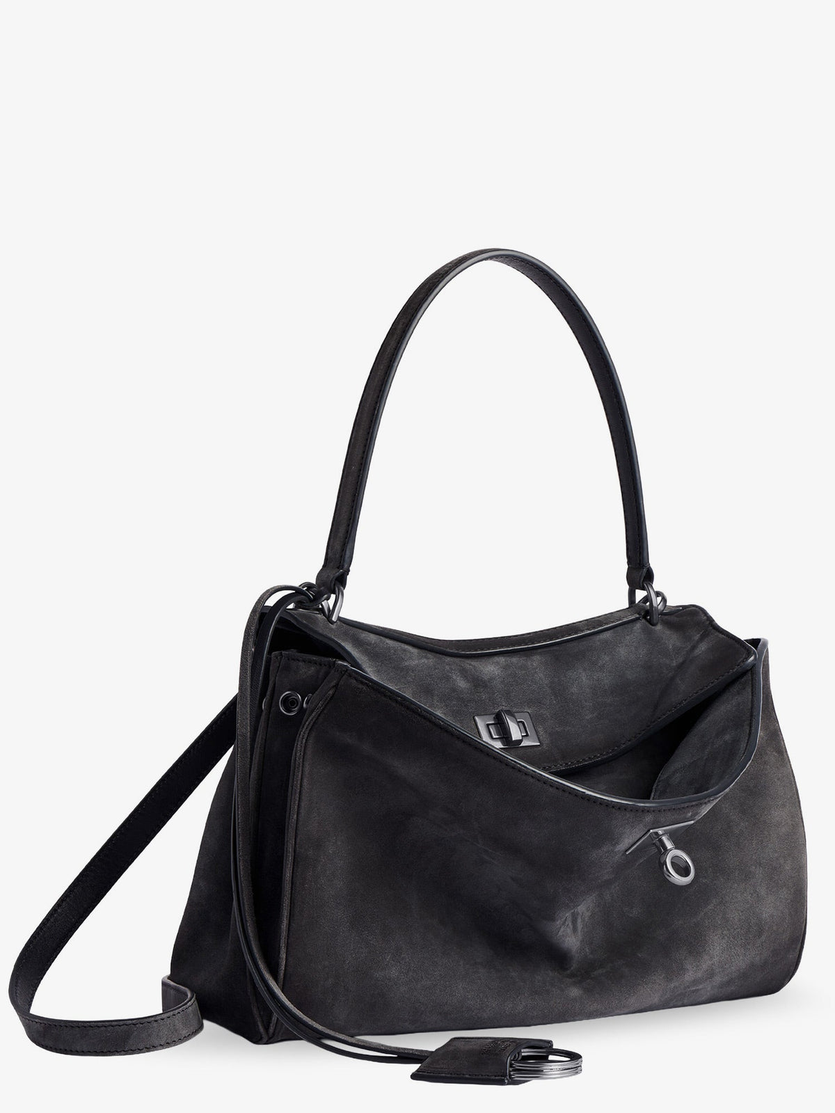 Balenciaga Rodeo S suede crossbody bag - Stormgrey