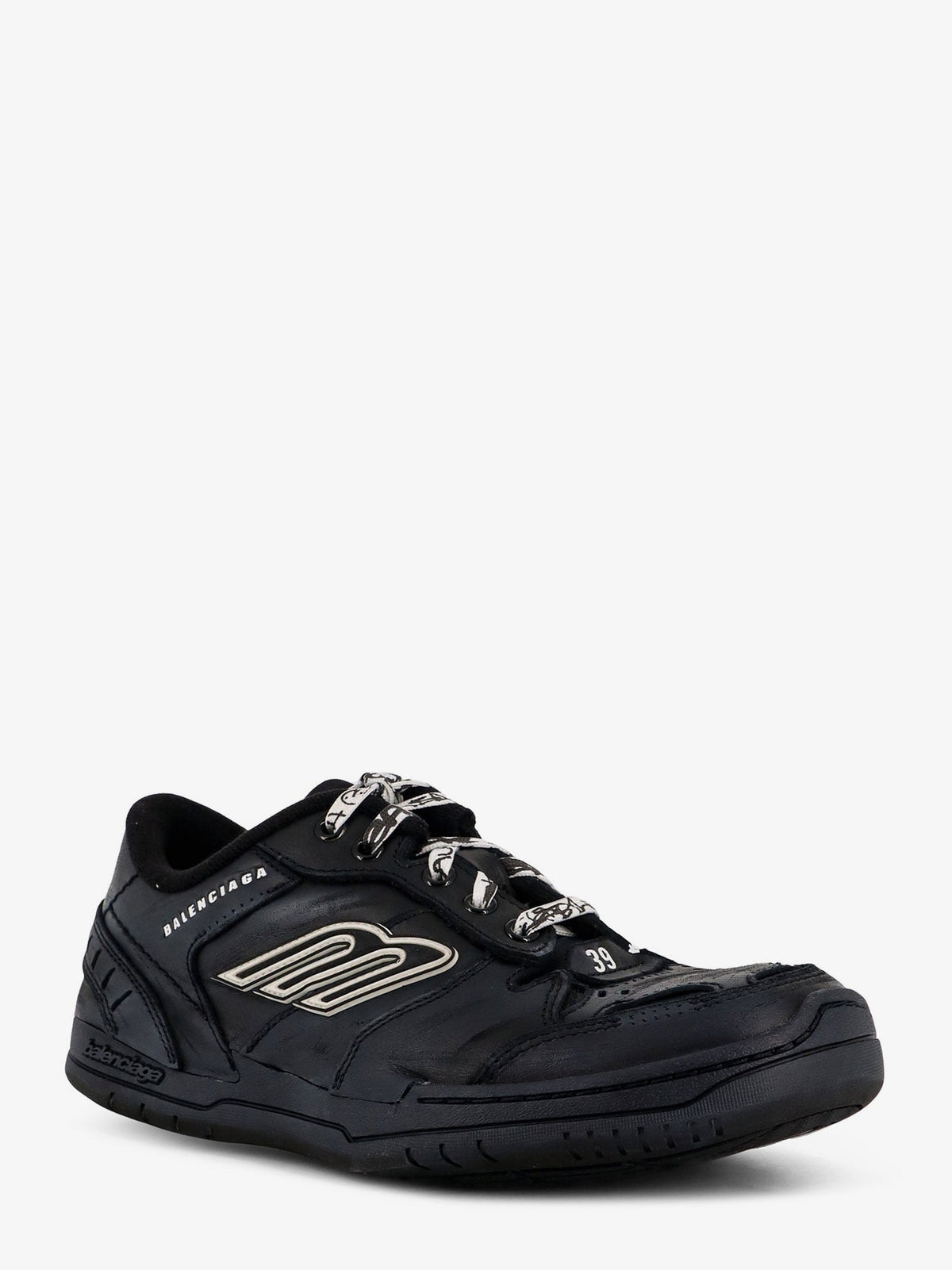 Balenciaga Hamptons Worn-Out low-top leather sneakers - Black