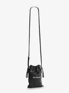 Balenciaga Leather Shopper Phone Holder with lettering logo on the front - Black/L White