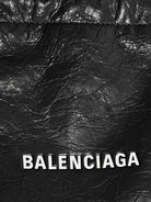 Balenciaga Leather Shopper Phone Holder with lettering logo on the front - Black/L White