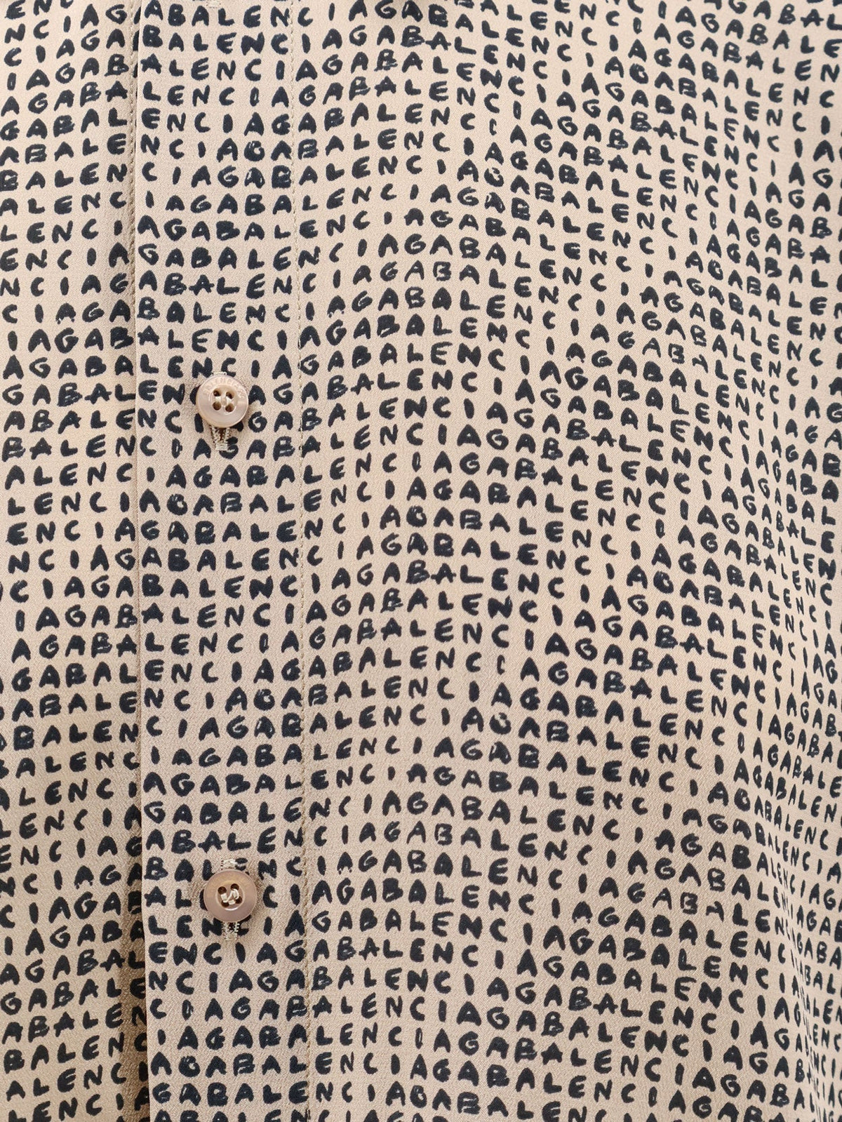 Balenciaga All Over Print Silk Shirt - Beigeblack