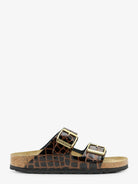 Birkenstock Arizona leather sandals with crocodile print - Black