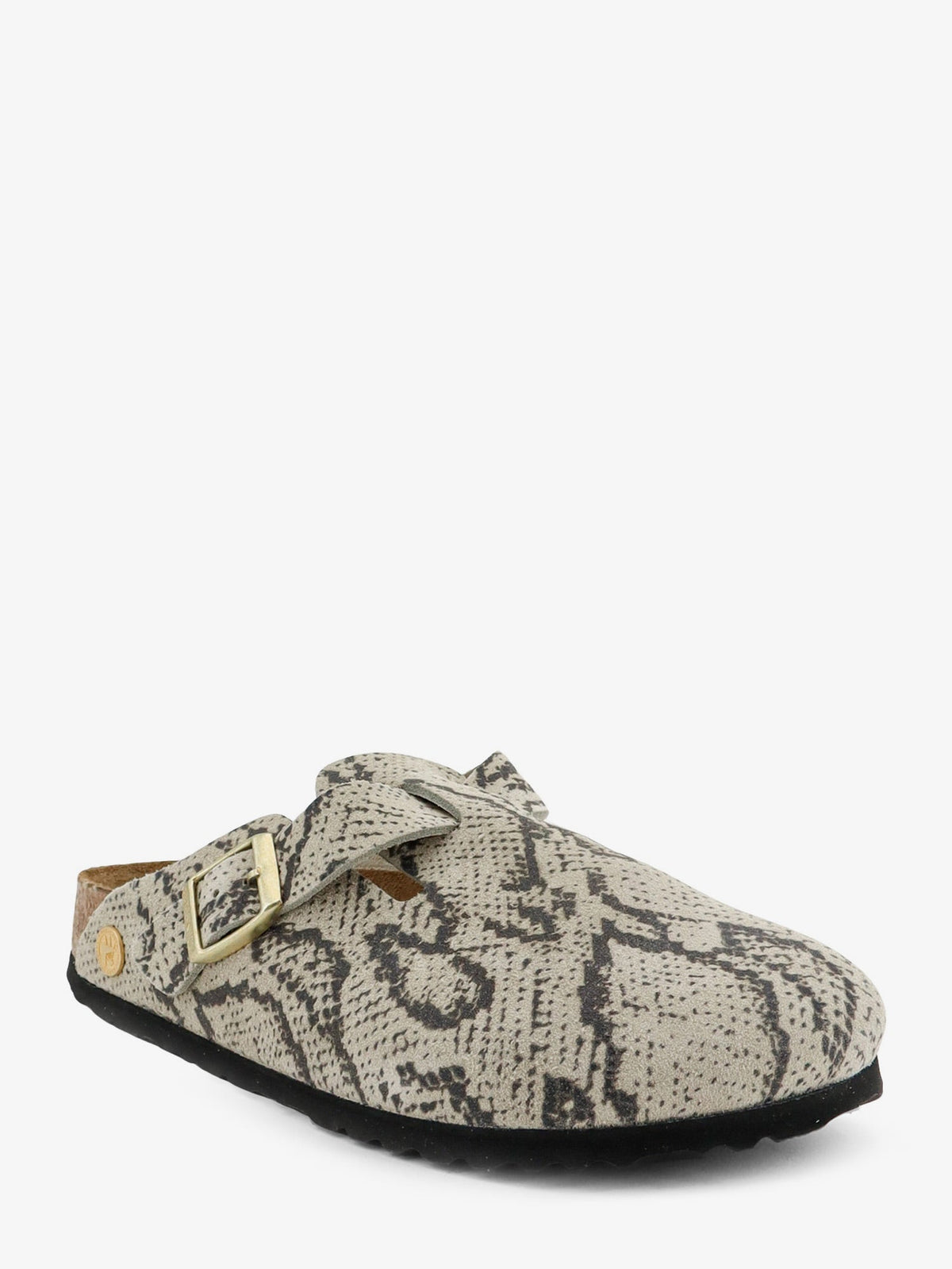 Birkenstock Boston suede sabot with python print - Oyster