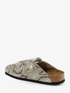 Birkenstock Boston suede sabot with python print - Oyster