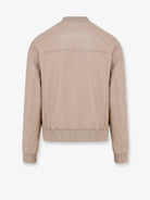 Boss Masic leather jacket with stitching - Lightbeige