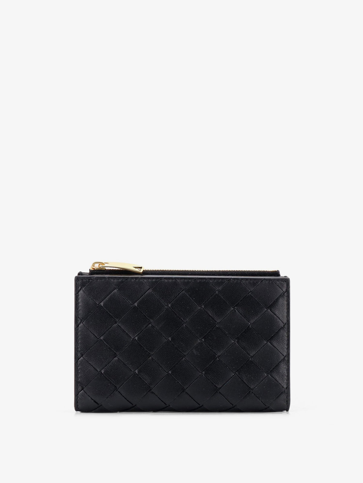 Bottega Veneta Leather wallet with Intrecciato pattern - Black-Gold