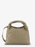 Bottega Veneta Mini Hop leather crossbody bag with Intrecciato pattern - Travertine