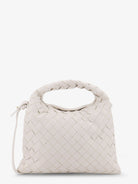 Bottega Veneta Mini Hop leather crossbody bag with Intrecciato pattern - White