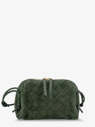 Bottega Veneta Concert Pochette suede crossbody bag - Green Tweed-Gold